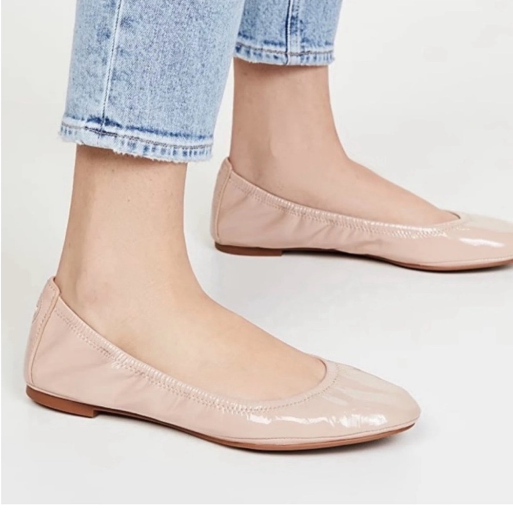 Tory Burch nude soft naplak leather Eddie ballerina flats